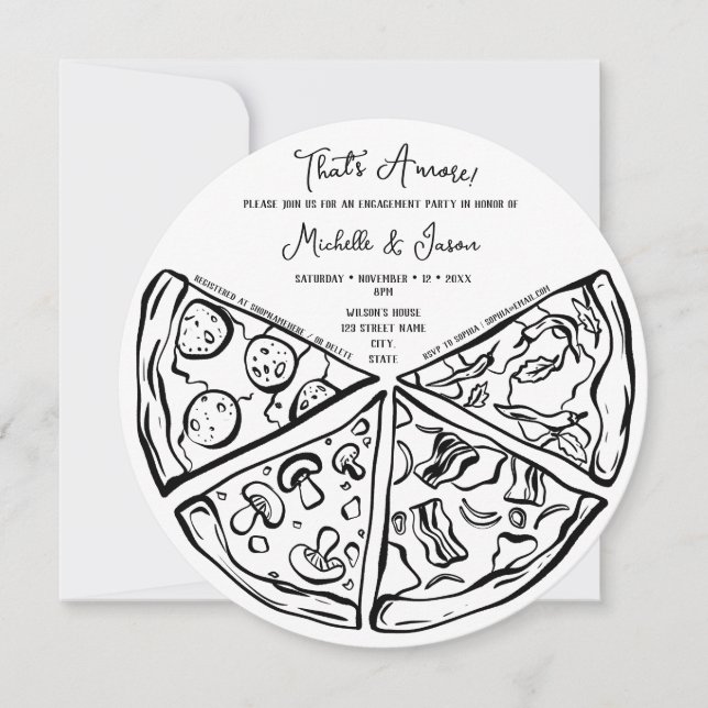 Handgezeichnet Das ist Amore Pizza italienische Ve Einladung (Vorderseite)