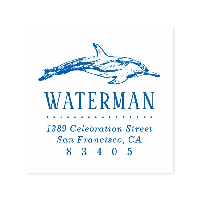 Handgezeichnet Delphin Familienname Rücksendeadres Permastempel (Design)