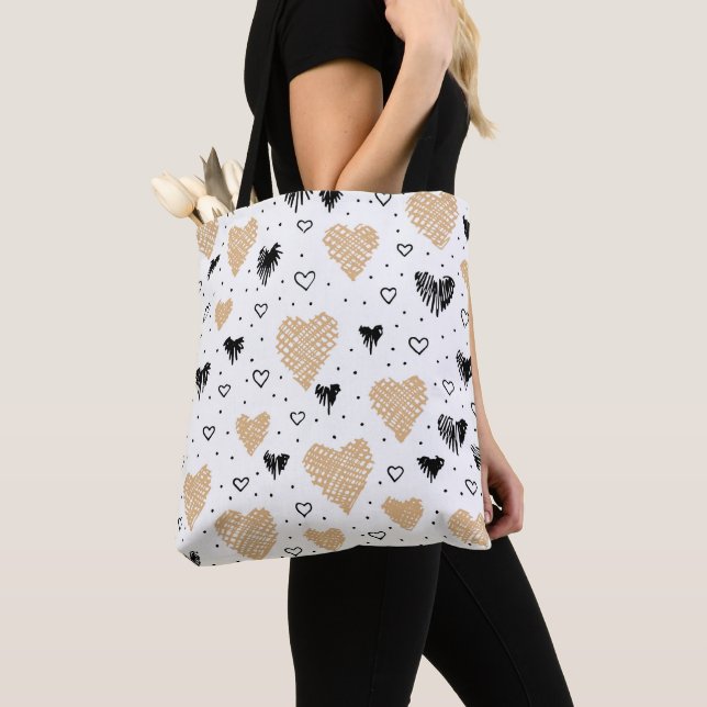 HandGezeichnet Doodle Hearts Tasche (Von Nahem)
