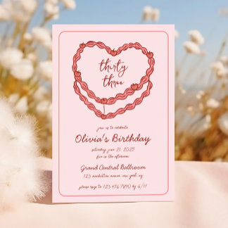 HandGezeichnet Doodle Vintag Cake Rosa Geburtstag Einladung