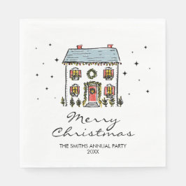 HandGezeichnet Doodles Zuhause Weihnachts-Party Serviette