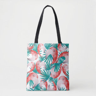 Handgezeichnet Flamingo: wasserfarbenes nahtloses Tasche