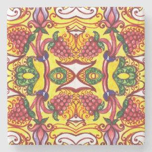 Handgezeichnet: Florale ornamentale Eleganz. Steinuntersetzer