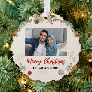 Handgezeichnet Frohe Weihnachten Ein Foto Ornament Karte