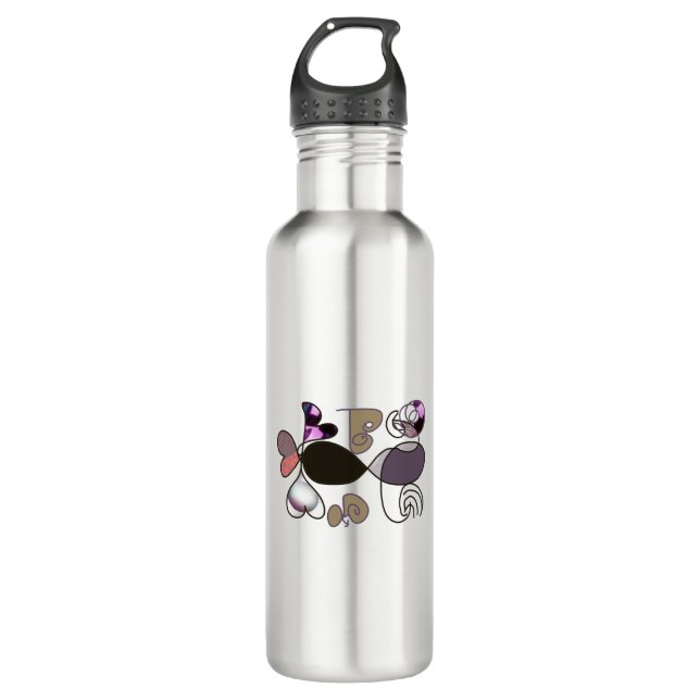 Handgezeichnet gemischte Briefe und Herzen, farbig Edelstahlflasche (Vorderseite)