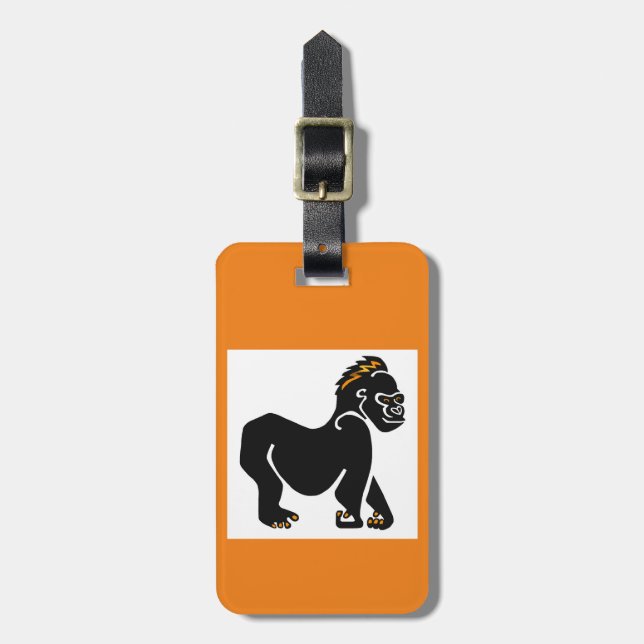 Handgezeichnet - GORILLA - Primat - wild - Orange Gepäckanhänger (Vorderseite vertikal)