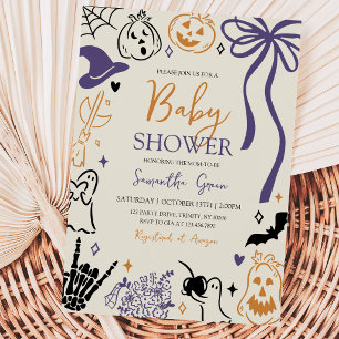 Handgezeichnet Halloween Little Boo Baby Shower Einladung