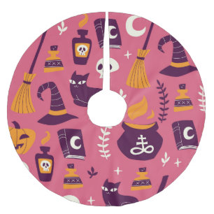 Handgezeichnet Halloween, sprichwörtlich nahtlos. Polyester Weihnachtsbaumdecke