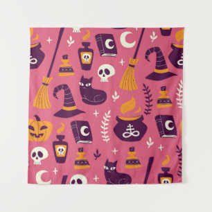 Handgezeichnet Halloween, sprichwörtlich nahtlos. Wandteppich