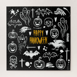 Handgezeichnet Halloween-Symbole, Vintage Sammlung