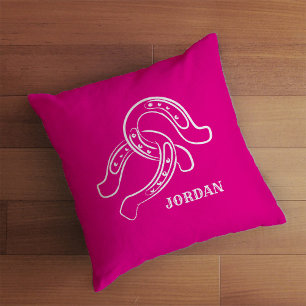 HandGezeichnet Hufeisen Hot Pink Cowgirl Kissen