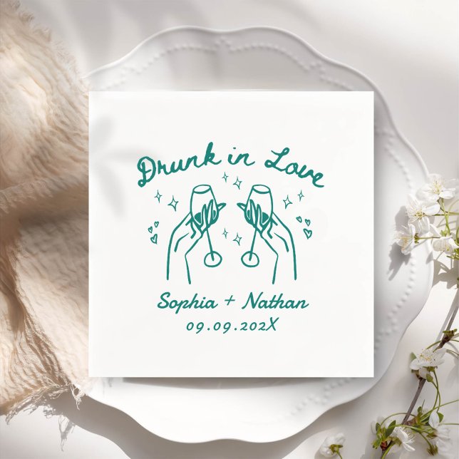 Handgezeichnet in Liebe Personalisierte Hochzeit B Serviette (Von Creator hochgeladen)
