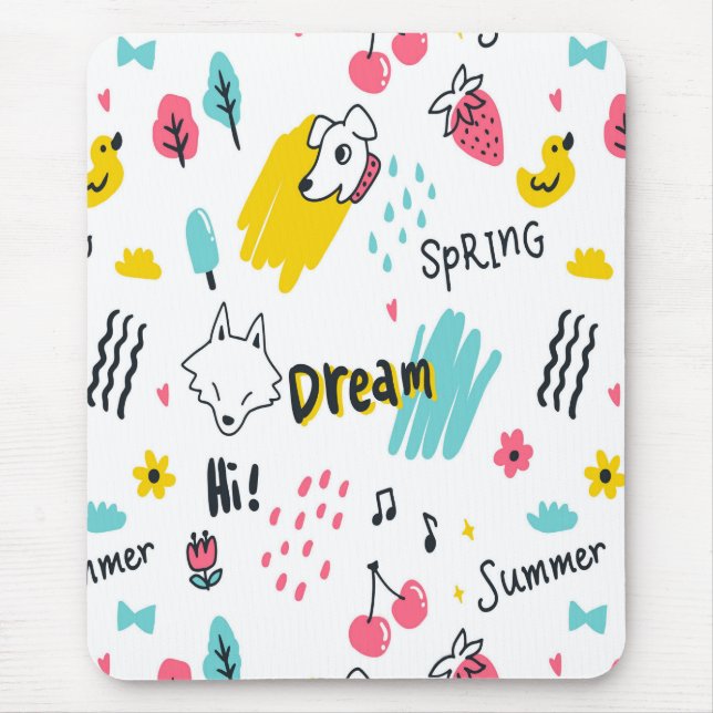 Handgezeichnet in süßer Farbe Mousepad (Vorne)