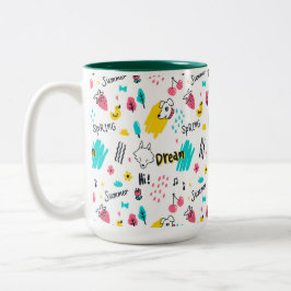 Handgezeichnet in süßer Farbe Zweifarbige Tasse