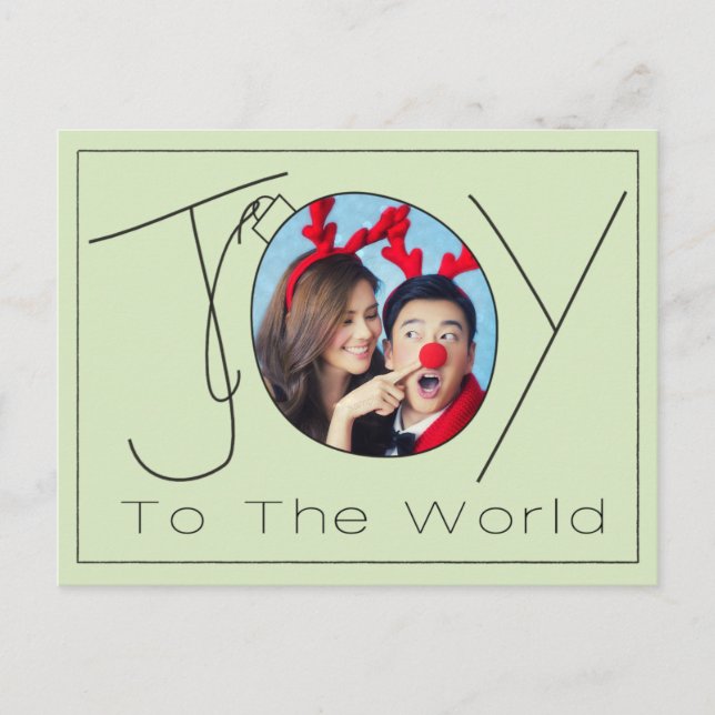HandGezeichnet Joy to World Minimalistisch Christm Postkarte (Vorderseite)