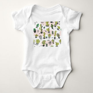 Handgezeichnet Kaktus: Vintag nahtlos. Baby Strampler