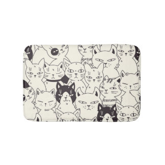 Handgezeichnet Katzen doodeln nahtlos. Badematte
