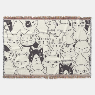 Handgezeichnet Katzen doodeln nahtlos. Decke