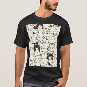 Handgezeichnet Katzen doodeln nahtlos. T-Shirt