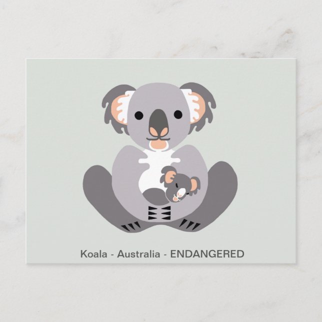 Handgezeichnet - KOALA - Marsupal - gefährdetes Ti Postkarte (Vorderseite)
