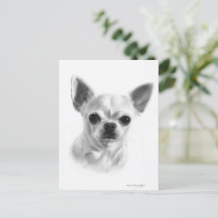 Handgezeichnet Kurz Hahaar Chihuahua Postkarte