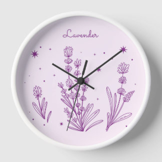 HandGezeichnet Lavendel-Illustrationswall-Uhr Uhr