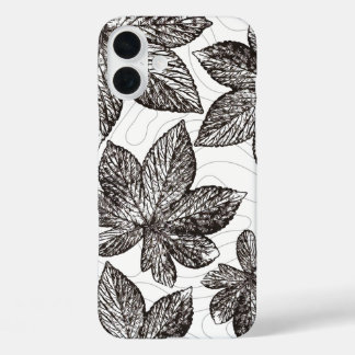 HandGezeichnet Leaf Line Art iPhone Fall 16 Plus Hülle