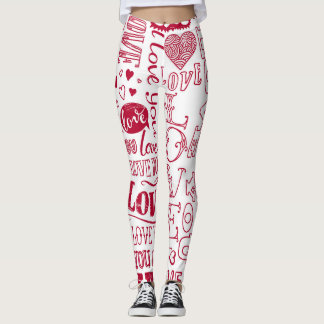 Handgezeichnet Liebe Doodles, charmantes Muster. Leggings