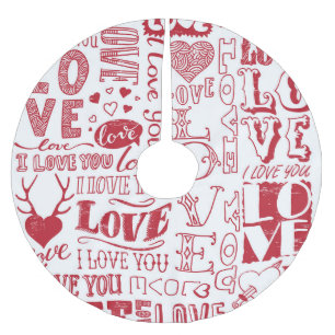Handgezeichnet Liebe Doodles, charmantes Muster. Polyester Weihnachtsbaumdecke