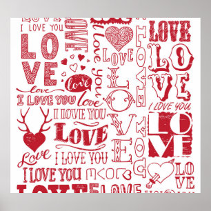 Handgezeichnet Liebe Doodles, charmantes Muster. Poster