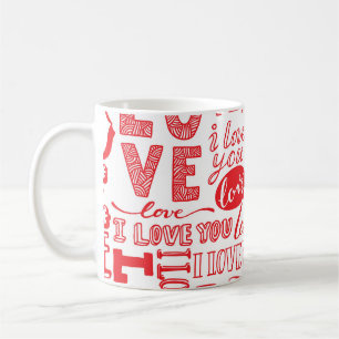 HandGezeichnet Liebe Doodles Nahtloser Hintergrund Kaffeetasse