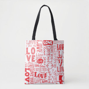 HandGezeichnet Liebe Doodles Nahtloser Hintergrund Tasche