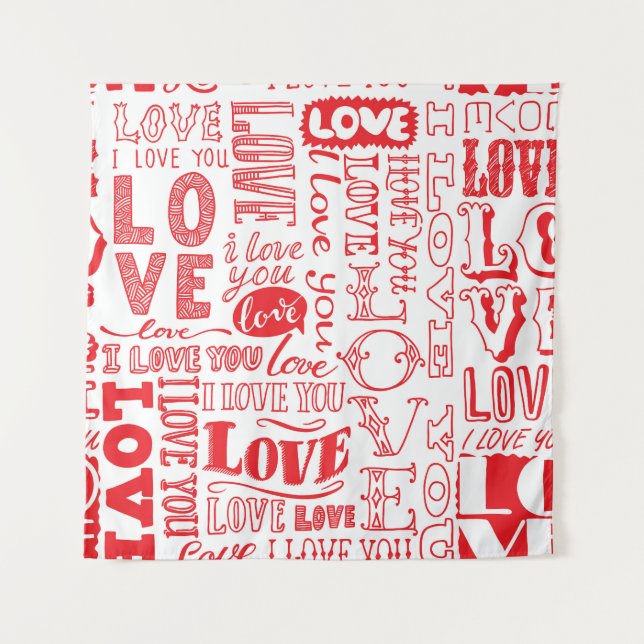 HandGezeichnet Liebe Doodles Nahtloser Hintergrund Wandteppich (Vorderseite)