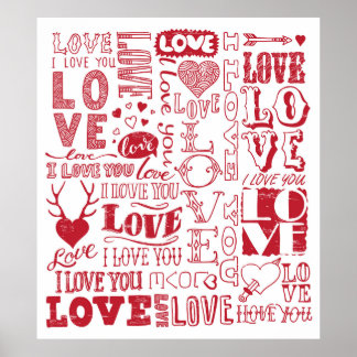 handgezeichnet Liebe Doodles Poster