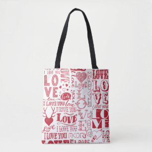 handgezeichnet Liebe-Doodles  Tasche