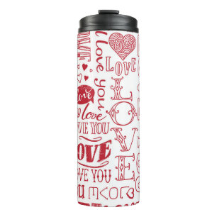 handgezeichnet Liebe-Doodles Thermosbecher