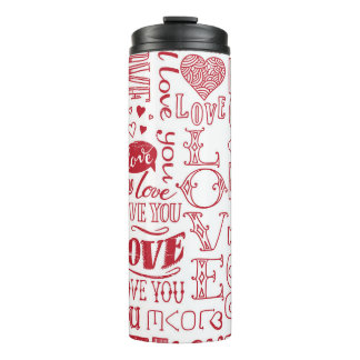 handgezeichnet Liebe-Doodles Thermosbecher
