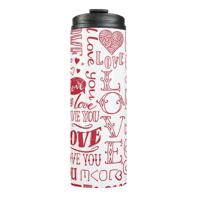 handgezeichnet Liebe-Doodles  Thermosbecher (Vorderseite)