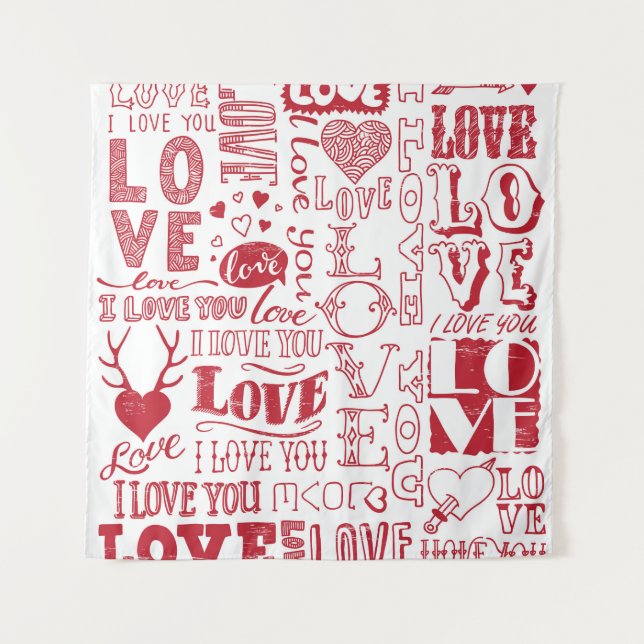 handgezeichnet Liebe-Doodles  Wandteppich (Vorderseite)