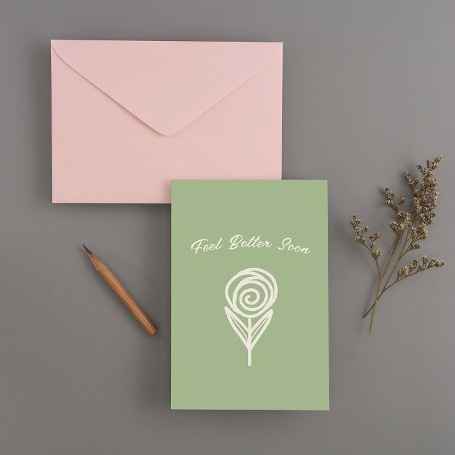 Handgezeichnet, Line Rose - Sich bald besser fühle Dankeskarte (Von Creator hochgeladen)