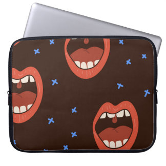 HandGezeichnet Lippen: Niedliches Mundmuster. Laptopschutzhülle