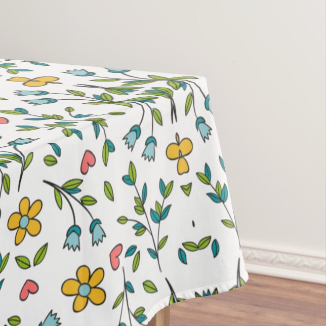 HandGezeichnet Muster für Blumen und Herz Tischdecke (Beispiel)