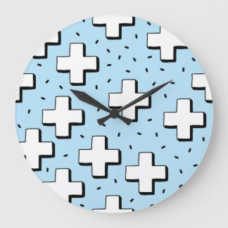 HandGezeichnet Muster mit Plus Zeichen. Große Wanduhr