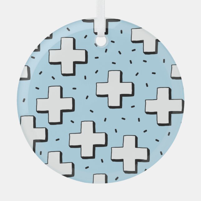 HandGezeichnet Muster mit Plus Zeichen. Ornament Aus Glas (Vorderseite)