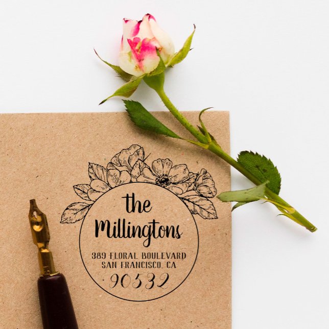 Handgezeichnet Name und Rücksendeadresse der Blume Gummistempel (Von Creator hochgeladen)
