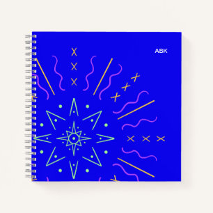 HandGezeichnet Neon-Sternexplosion Notizbuch