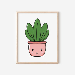 HandGezeichnet Niedliche Kawaii Pflanze Kunst Poster