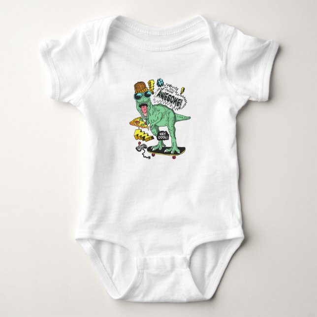 HandGezeichnet Niedlicher Dinosaurier Baby Jersey  Baby Strampler (Vorderseite)