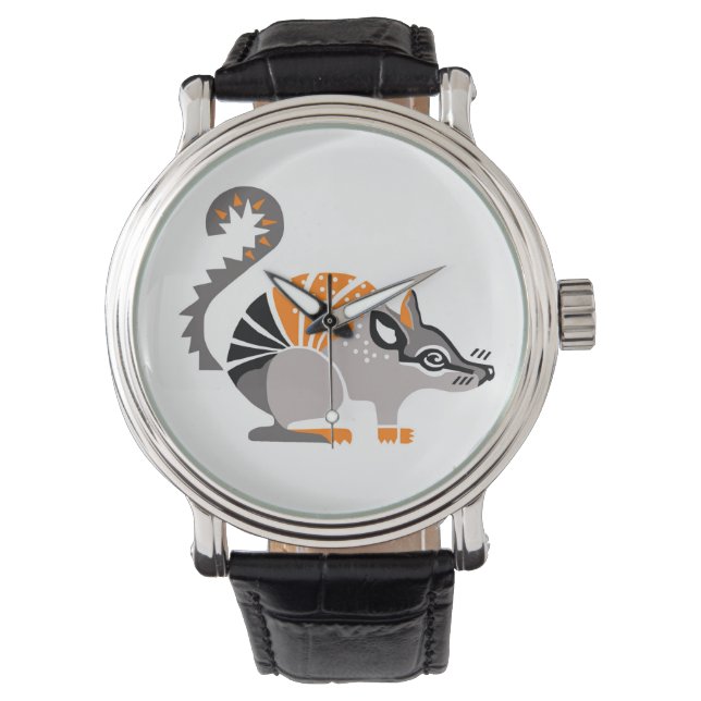 Handgezeichnet - NUMBAT - gefährdete Tiere - Wildt Armbanduhr (Vorderseite)