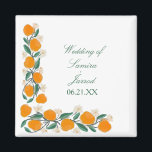 HandGezeichnet Orangefarbene Abstrakte Hochzeit Magnet<br><div class="desc">Wedding Magnet with Hand Drawn Orange Botanical Floral Art</div>